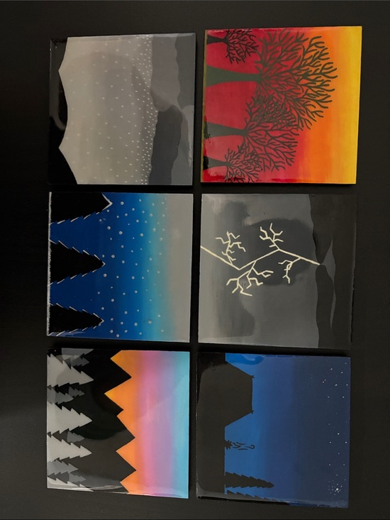 Handmade Other - Set of 6 Mini Landscape Art Coasters - Handmade